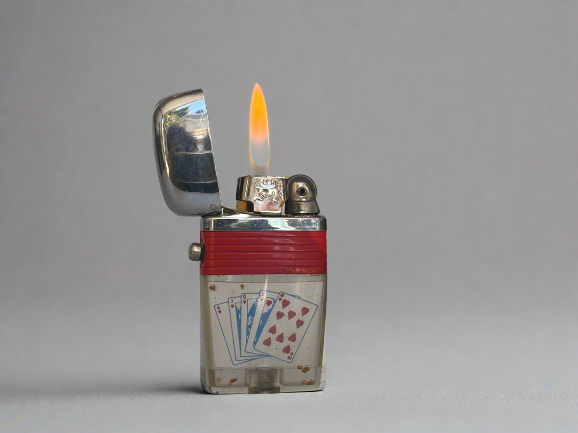 c. 1970’s Scripto Vu-Lighter with playing cards
