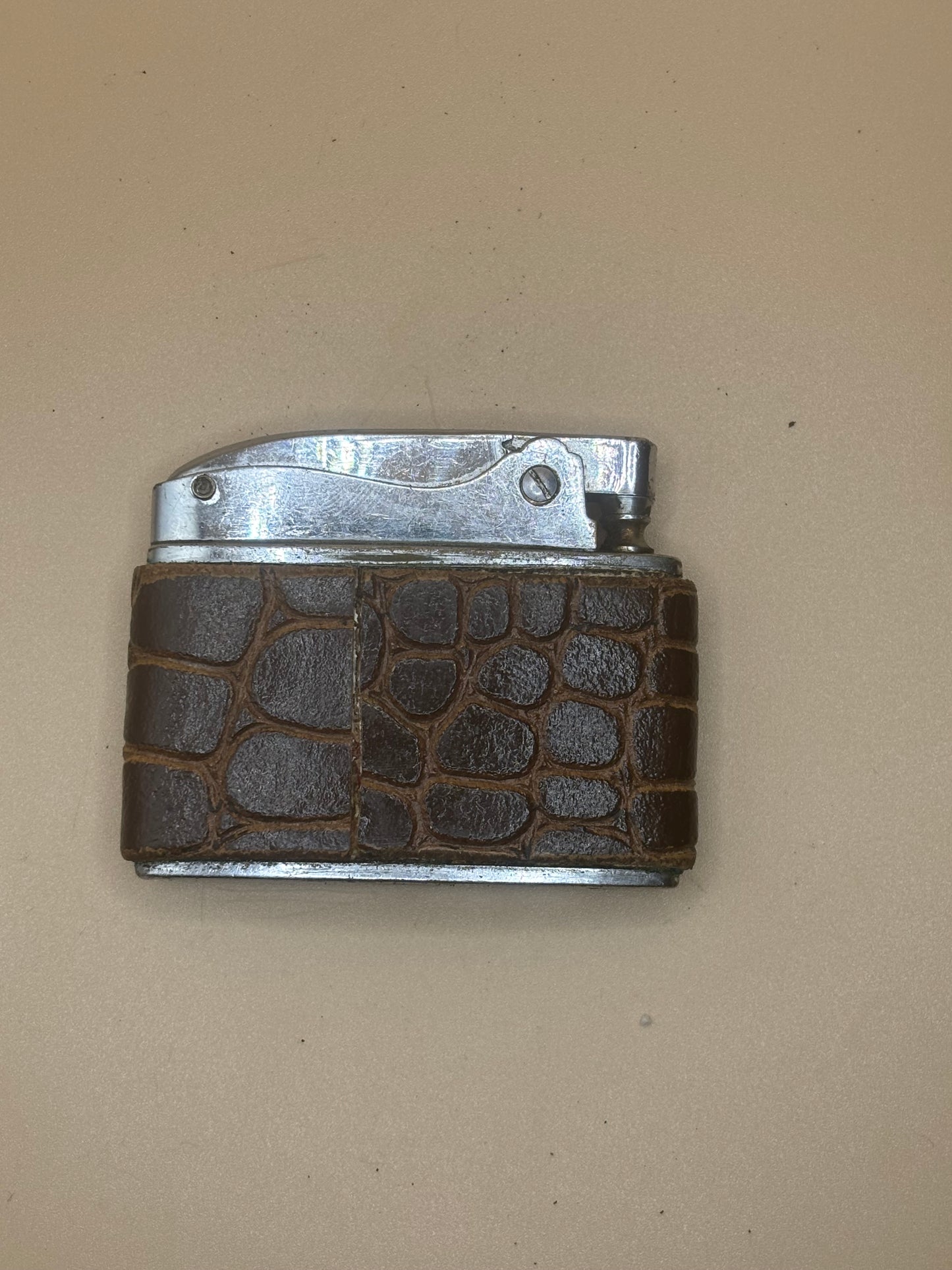 c.1960’s Leather-Wrapped Flat-Ad Pocket Lighter
