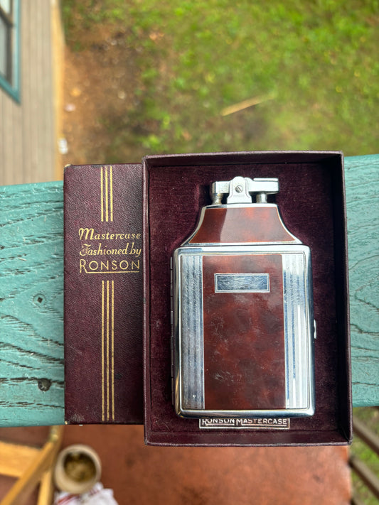 1930’s Ronson Mastercase Cigarette Case  Lighter W/ Original box
