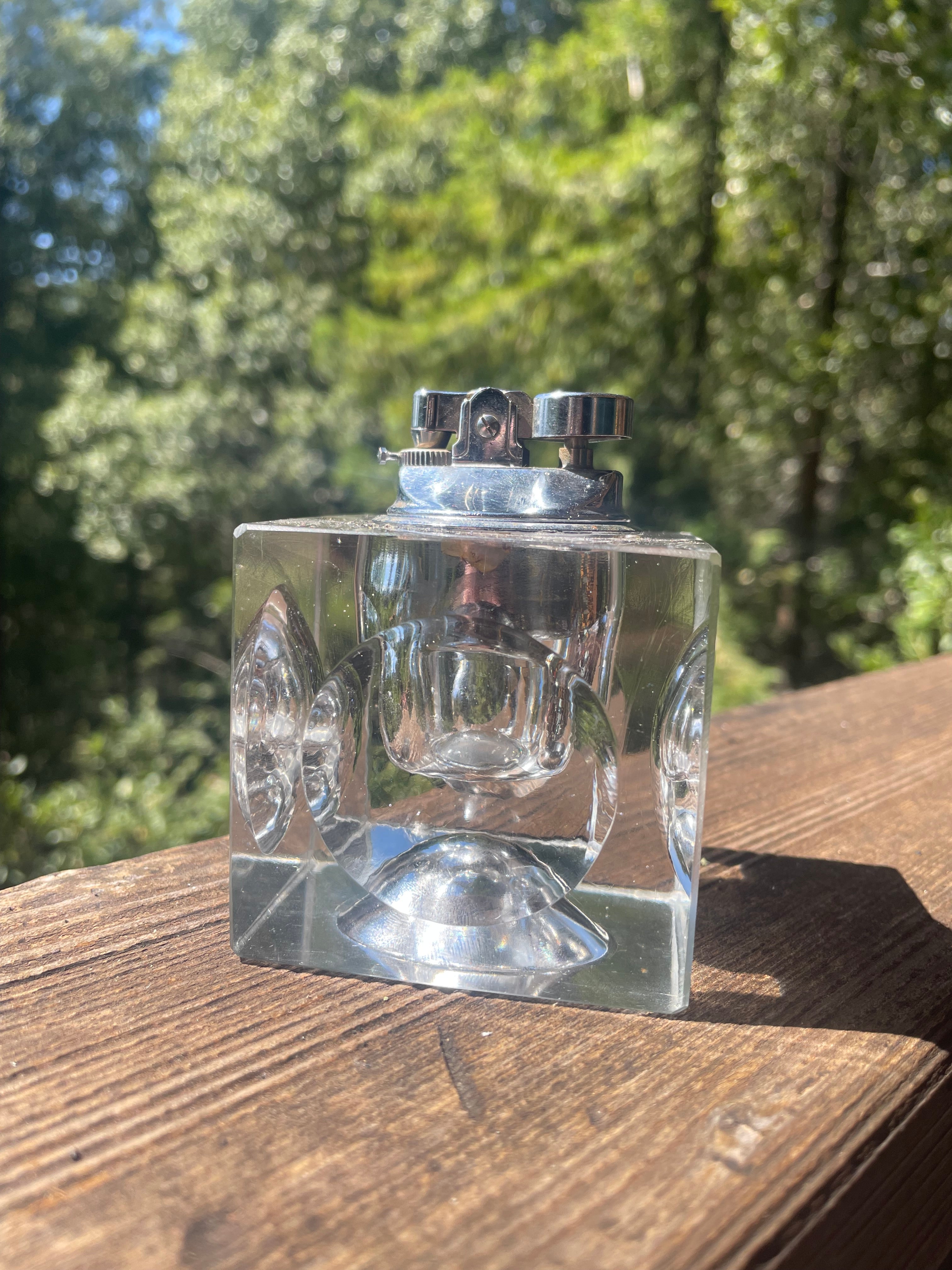 1960s Crystal Block Butane Table Lighter – Timeless Spark