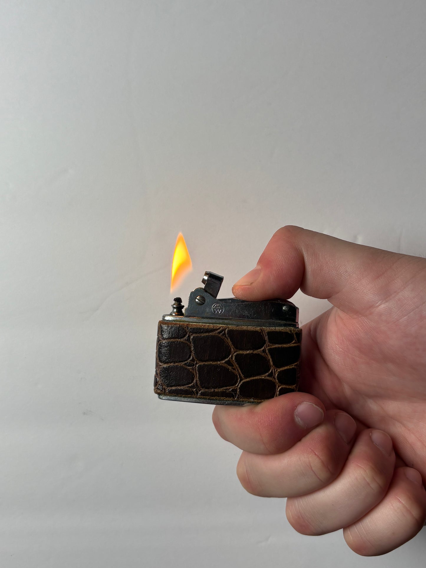 c.1960’s Leather-Wrapped Flat-Ad Pocket Lighter